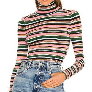 JoosTricot Striped Turtleneck Sweater Long-Sleeve Top in Colorway Multi